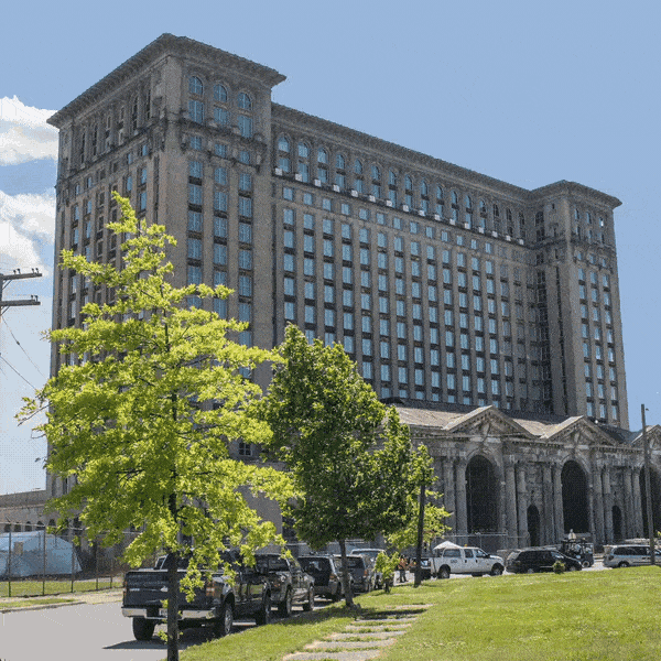 Michigan Central Station Transformation Animated GIF